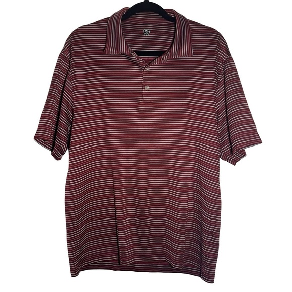 Nike Golf Polo Shirt Mens Burgundy Dri Fit Short Sleeve Striped Medium - Picture 1 of 7